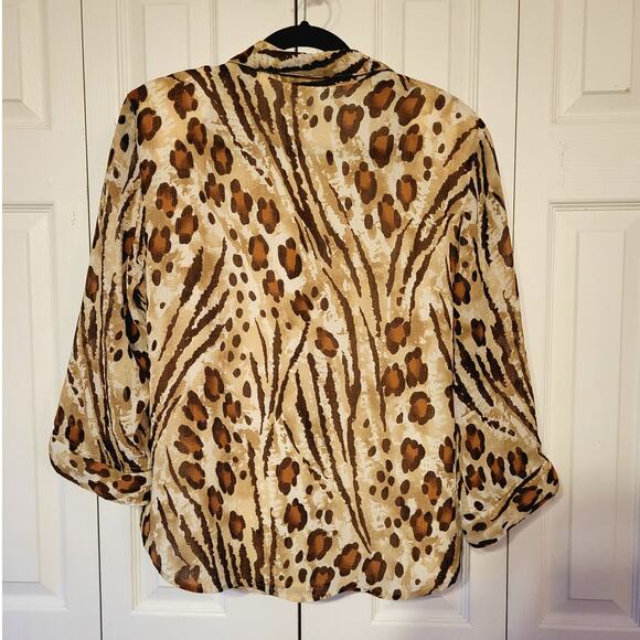 Alfred Dunner, 14 | Animal Leopard Print Button Down Blouse - Picture 2 of 7